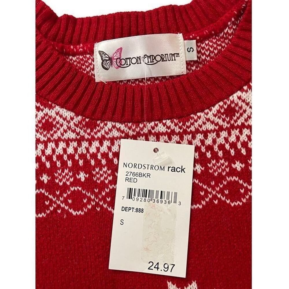 Cotton Emporium Girls Crewneck Reindeer Christmas Sweater Size Small New - Picture 7 of 10